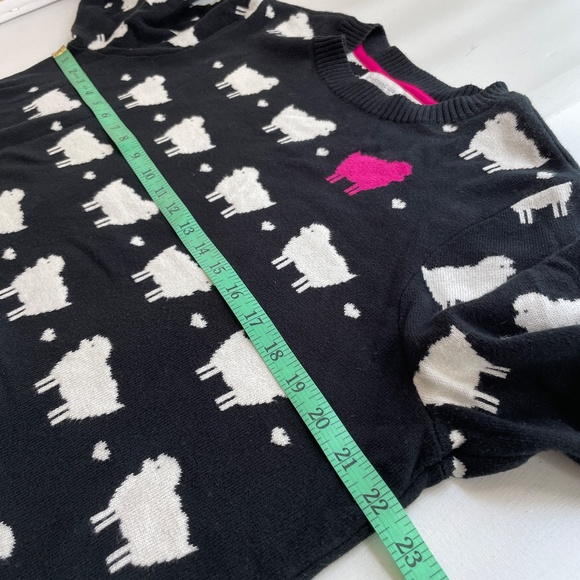 Charter Club Sheep Sweater PXL Black Pink Princess Diana Alternative Novelty - Picture 9 of 10